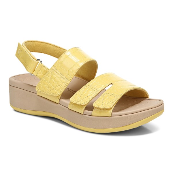 Vionic Sandals Ireland - Roma Platform Sandal Yellow - Womens Shoes On Sale | HQDLV-0943